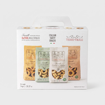 Apulijos „Taralli“ užkandžių rinkinys, 4 × 250 g
