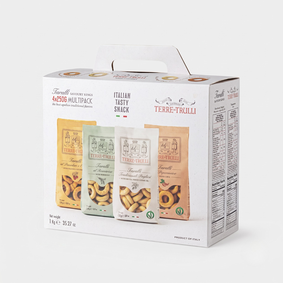 Apulijos „Taralli“ užkandžių rinkinys, 4 × 250 g